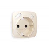 Лицевая панель для электрической розетки с/з со шторками 2USB A+C Ambrella Volt OMEGA, бежевый глянец