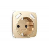 Лицевая панель для электрической розетки с/з со шторками 2USB A+A Ambrella Volt OMEGA, Шампань