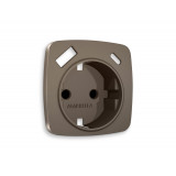 Лицевая панель для электрической розетки с/з со шторками 2USB A+C Ambrella Volt OMEGA, Темная бронза матовый
