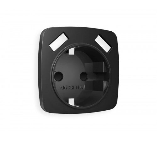 Лицевая панель для электрической розетки с/з со шторками 2USB A+A Ambrella Volt OMEGA, Черный матовый