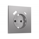 Лицевая панель для электрической розетки с/з со шторками 2USB A+C Ambrella Volt SIGMA, Сталь матовый