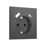 Лицевая панель для электрической розетки с/з со шторками 2USB A+C Ambrella Volt SIGMA, Антрацит серый