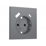 Лицевая панель для электрической розетки с/з со шторками 2USB A+C Ambrella Volt SIGMA, Платиново-серый Мягкое касание