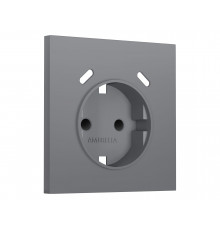 Лицевая панель для электрической розетки с/з со шторками 2USB C+C Ambrella Volt SIGMA, Платиново-серый Мягкое касание
