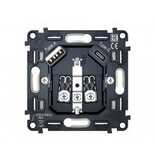 Электрическая розетка 2USB A+C 20W (быстрая зарядка) с/з на винтовых зажимах Ambrella Volt, Серый