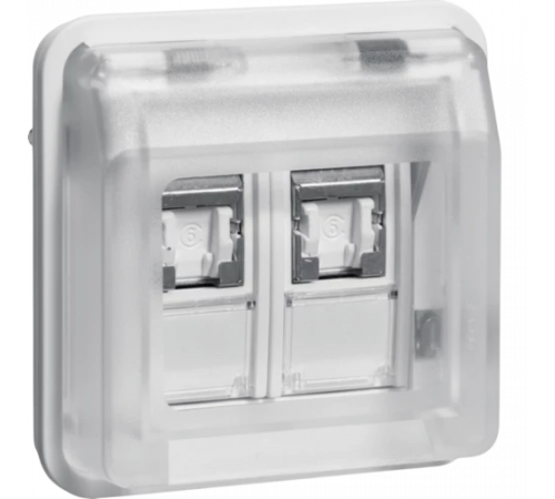 Розетка компьютерная RJ45 cat.6, двойная Berker W.1 IP55, полярная белизна