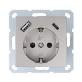 Jasmart G Шампань Розетка с/з со шторками 16A c USB A+C 25W