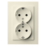 Jasmart G Слоновая кость Розетка с/з двойная со шторками 16A 250V~ 2P+T