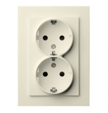 Jasmart G Слоновая кость Розетка с/з двойная со шторками 16A 250V~ 2P+T