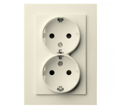 Jasmart G Слоновая кость Розетка с/з двойная со шторками 16A 250V~ 2P+T