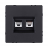 Розетка двойная Ethernet RJ45 Cat.6 Kollinger Eclipse EC-018BK, черный матовый