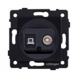 Розетка двойная TV (мама) + RJ45 Cat.5 Kollinger REA-012BK, черный