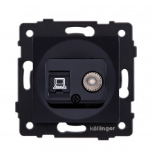 Розетка двойная TV (мама) + RJ45 Cat.5 Kollinger REA-012BK, черный