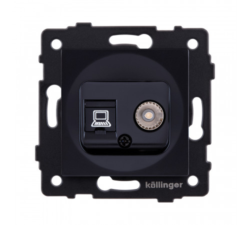 Розетка двойная TV (мама) + RJ45 Cat.5 Kollinger REA-012BK, черный