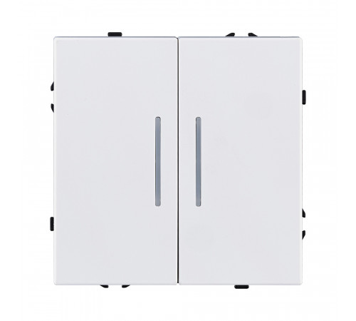 Выключатель 2-клавишный 10А/250В с LED подсветкой Kollinger Eclipse EC-010WG, белый глянцевый