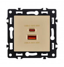 Розетка USB A+C 65W Kollinger Asthetik AS-024GD, золотой