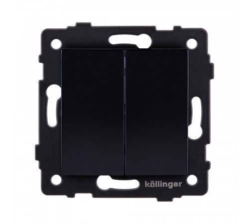 Выключатель 2-клавишный проходной 10А/250В, изогнутый Kollinger REA-R-009BK, черный