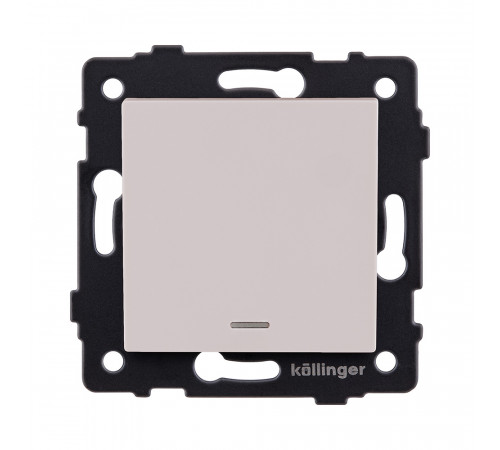 Выключатель кнопочный 1-клавишный 10А/250В с LED подсветкой Kollinger REA-S-013CM, кашемир матовый