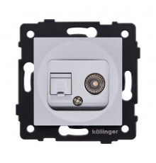 Розетка двойная TV (мама) + RJ45 Cat.6 Kollinger REA-021GY, серый
