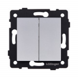Выключатель 2-клавишный 10А/250В Kollinger REA-S-007GY, серый