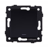 Выключатель кнопочный 1-клавишный 10А/250В с LED подсветкой Kollinger REA-S-013BK, черный