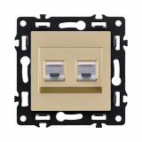 Розетка двойная Ethernet RJ45 Cat.6 Kollinger Asthetik AS-018GD, золотой