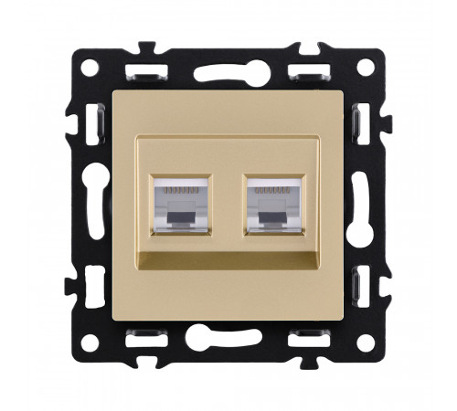 Розетка двойная Ethernet RJ45 Cat.6 Kollinger Asthetik AS-018GD, золотой