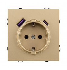 Розетка штепсельная SCHUKO 16A/250 В с USB A+C 20W Kollinger Eclipse EC-016GD, золотой