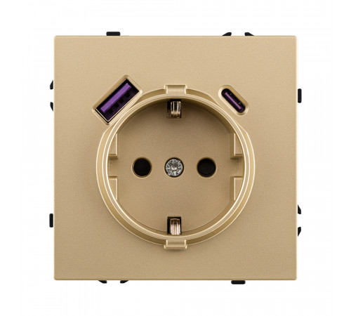 Розетка штепсельная SCHUKO 16A/250 В с USB A+C 20W Kollinger Eclipse EC-016GD, золотой