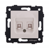 Розетка двойная Ethernet RJ45 Cat.6 Kollinger REA-019CM, кашемир матовый