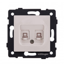 Розетка двойная Ethernet RJ45 Cat.6 Kollinger REA-019CM, кашемир матовый