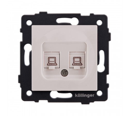 Розетка двойная Ethernet RJ45 Cat.6 Kollinger REA-019CM, кашемир матовый