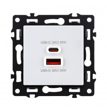 Розетка USB A+C 65W Kollinger Asthetik AS-024WH, белый