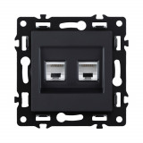 Розетка двойная Ethernet RJ45 Cat.6 Kollinger Asthetik AS-018BK, черный