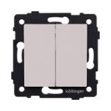 Выключатель кнопочный 2-клавишный 10А/250В Kollinger REA-S-011CM, кашемир матовый