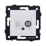 Розетка двойная спутниковая SAT + RJ45 Cat.6 Kollinger REA-014WM, белый матовый