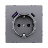 Розетка штепсельная SCHUKO 16A/250 В с USB A+C 20W Kollinger Eclipse EC-016GY, серый