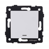 Выключатель 1-клавишный проходной 10А/250В с LED подсветкой Kollinger REA-S-004WH, белый