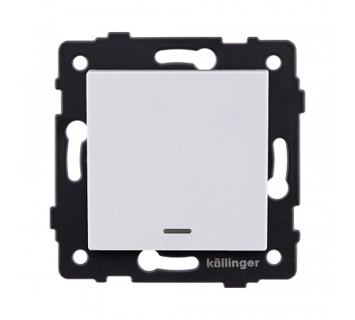 Выключатель 1-клавишный проходной 10А/250В с LED подсветкой Kollinger REA-S-004WH, белый
