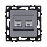 Розетка двойная Ethernet RJ45 Cat.6 Kollinger Asthetik AS-018GY, серый