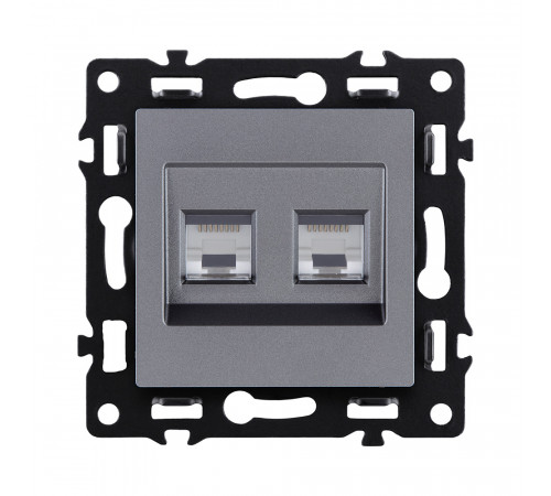 Розетка двойная Ethernet RJ45 Cat.6 Kollinger Asthetik AS-018GY, серый