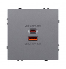 Розетка USB A+C 65W Kollinger Eclipse EC-024GY, серый