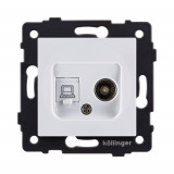 Розетка двойная TV (мама) + RJ45 Cat.5 Kollinger REA-012WH, белый
