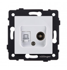 Розетка двойная TV (мама) + RJ45 Cat.5 Kollinger REA-012WH, белый