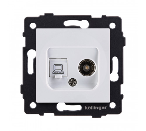 Розетка двойная TV (мама) + RJ45 Cat.5 Kollinger REA-012WH, белый