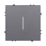 Выключатель 1-клавишный проходной 10А/250В с LED подсветкой Kollinger Eclipse EC-008GY, серый