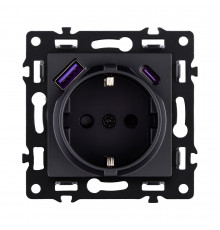 Розетка штепсельная SCHUKO 16A/250 В с USB A+C 20W Kollinger Asthetik AS-016BK, черный