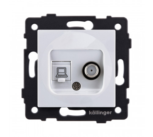 Розетка двойная спутниковая SAT + RJ45 Cat.6 Kollinger REA-022WH, белый