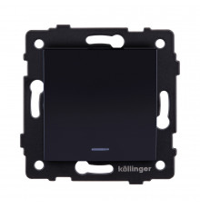 Выключатель 1-клавишный 10А/250В с LED подсветкой, изогнутый Kollinger REA-R-002BK, черный