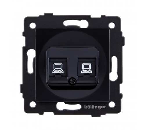 Розетка двойная Ethernet RJ45 Cat.6 Kollinger REA-019BK, черный